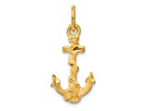 14k Yellow Gold 3D Diamond-Cut and Satin Anchor Pendant