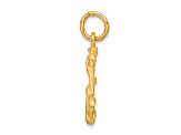 14k Yellow Gold 3D Diamond-Cut and Satin Anchor Pendant