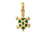 14K Yellow Gold with Green Enamel Land Turtle Charm