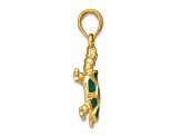 14K Yellow Gold with Green Enamel Land Turtle Charm