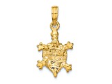14K Yellow Gold with Green Enamel Land Turtle Charm