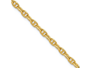 14k Yellow Gold 3mm Solid Mariners Link 18 Inch Chain
