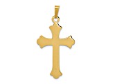 14K Yellow Gold Textured and Polished Fleur De Lis Cross Pendant