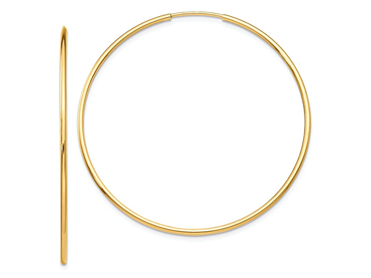 10k Yellow Gold Polished 1 13/16" Endless Tube Hoop Earrings