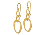 14K Yellow Gold Textured Oval Dangle Shepard Hook Earrings