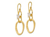 14K Yellow Gold Textured Oval Dangle Shepard Hook Earrings