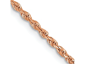 14k Rose Gold 1.5mm Solid Diamond-Cut Rope 14 Inch Chain