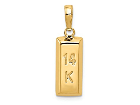 14k Yellow Gold 3D Bar Pendant