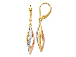 14k Tri-color Gold Diamond-Cut Dangle Earrings
