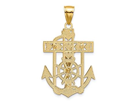 14K Yellow and White Gold Mariner's Crucifix Pendant