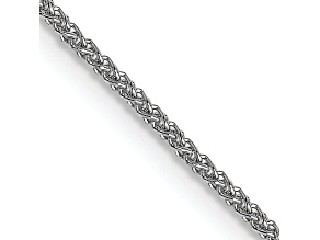 Rhodium Over 18K White Gold 1mm Solid Diamond-Cut Spiga 18 Inch Chain