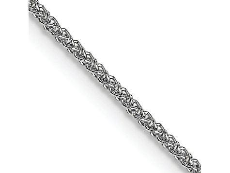 Rhodium Over 18K White Gold 1mm Solid Diamond-Cut Spiga 24 Inch Chain