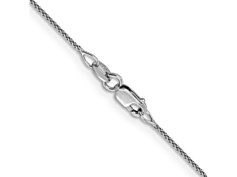 Rhodium Over 18K White Gold 1mm Solid Diamond-Cut Spiga 24 Inch Chain