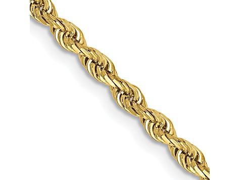 10k Yellow Gold 2.75mm Solid Diamond-Cut Quadruple Rope 16 Inch Chain