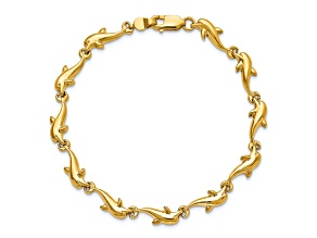14k Yellow Gold Dolphin Link Bracelet
