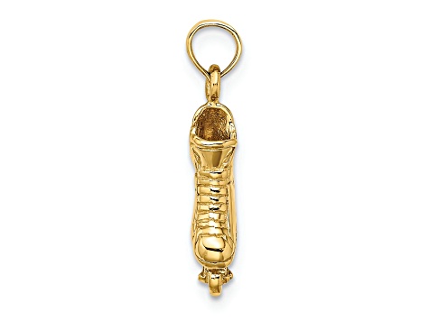 14k Yellow Gold Solid 3D Polished and Textured Rollerblade