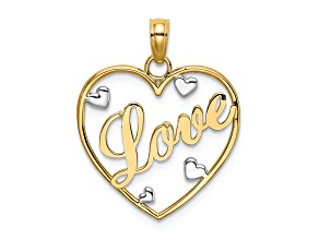 14K Two-tone Gold  Love with Hearts Pendant