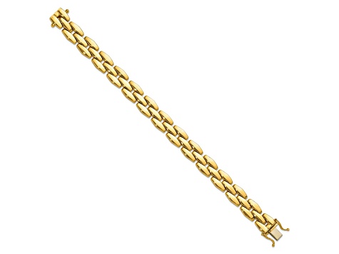 18K Yellow Gold Polished 3-Row Link 10.7mm 7.25 inch Bracelet
