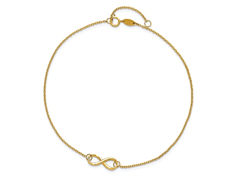 14K Yellow Gold Polished Infinity with 1-inch Extension Anklet