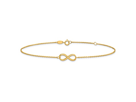 14K Yellow Gold Polished Infinity with 1-inch Extension Anklet