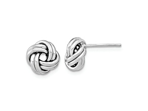 Rhodium Over 14k White Gold 9mm Polished Double Love Knot Stud Earrings