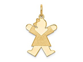 14k Yellow Gold Satin Girl with Bow on Right Charm