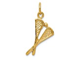 14k Yellow Gold Polished and Textured Lacrosse Sticks pendant