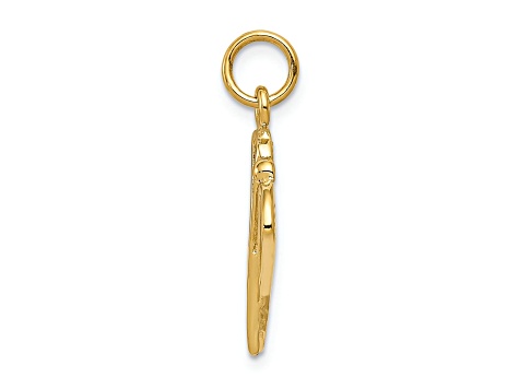 14k Yellow Gold Polished and Textured Lacrosse Sticks pendant