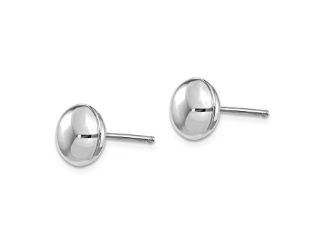 Rhodium Over 14k White Gold Polished 8mm Button Stud Earrings