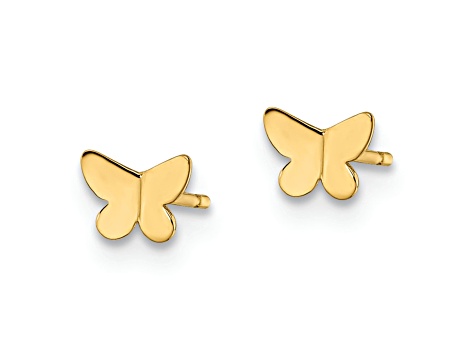 14k Yellow Gold Butterfly Stud Earrings