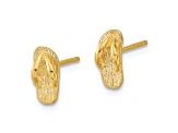 14k Yellow Gold Polished and Textured Flip Flop Stud Earrings