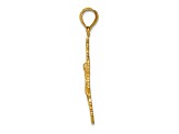 14k Yellow Gold Textured Crucifix with Fancy Edges Charm