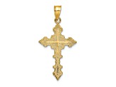 14k Yellow Gold Textured Crucifix with Fancy Edges Charm
