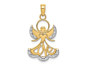 14K Two-tone Gold  LOVE Angel Pendant