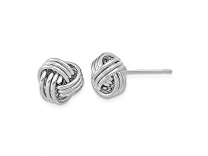 Rhodium Over 14k White Gold Polished 10mm Triple Love Knot Stud Earrings