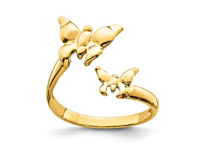 14K Yellow Gold Polished Butterfly Toe Ring