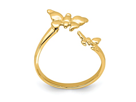 14K Yellow Gold Polished Butterfly Toe Ring