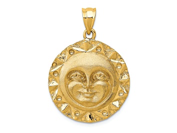 Picture of 14k Yellow Gold Satin and Textured Sun Pendant