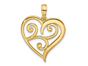 14k Yellow Gold Fancy Heart Charm