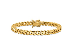 14K Yellow Gold 7mm Hand-Polished Miami Cuban Chain Bracelet