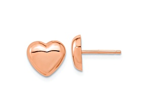 14k Rose Gold Polished Heart Stud Earrings