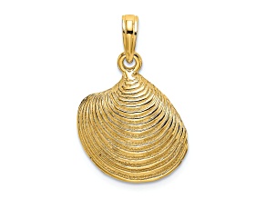 14k Yellow Gold Textured Clam Shell Charm