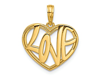 Picture of 14k Yellow Gold Polished Fancy Love Heart Charm