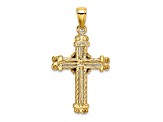 14K Yellow Gold Polished and Textured Cross Pendant