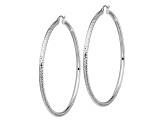 Rhodium Over 14k White Gold 2 13/16" Diamond-Cut Hoop Earrings