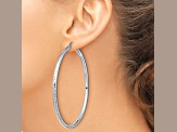 Rhodium Over 14k White Gold 2 13/16" Diamond-Cut Hoop Earrings