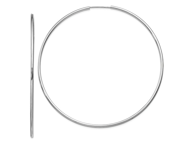 Rhodium Over 14k White Gold Polished 2 1/2" Endless Hoop Earrings