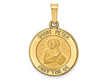 Picture of 14k Yellow Gold Polished and Satin Saint Peter Medal Pendant