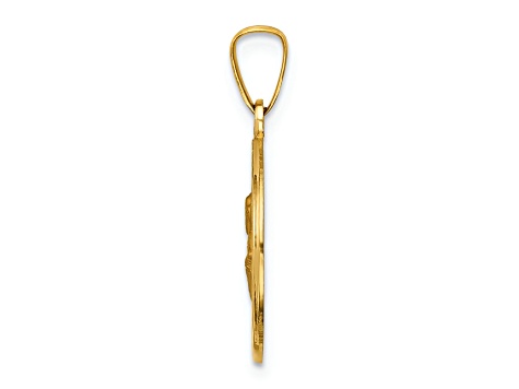 14k Yellow Gold Polished and Satin Saint Peter Medal Pendant