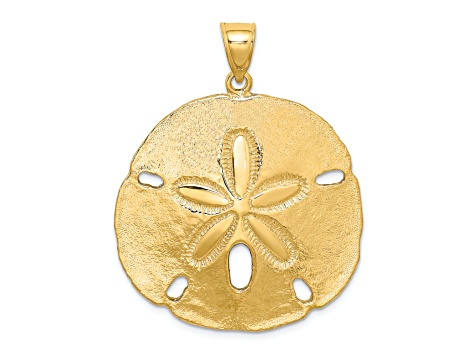 14k Yellow Gold Polished and Textured Sand Dollar Pendant